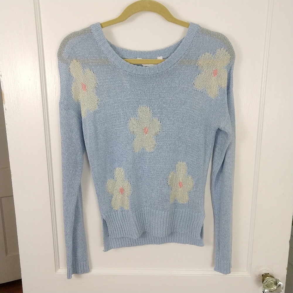 Sheer Flower Pattern Knits Sweater